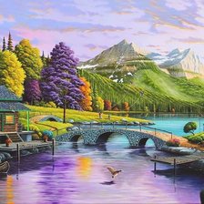 Схема вышивки «Casa  do lago nas montanhas.»