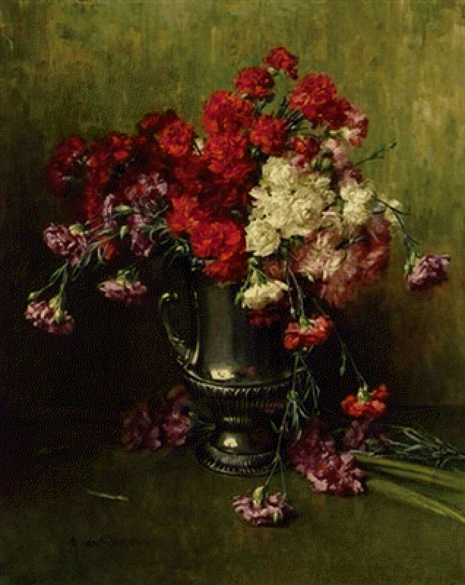 гвоздики - картина, цветы - предпросмотр