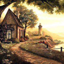 Схема вышивки «Дом у маяка»