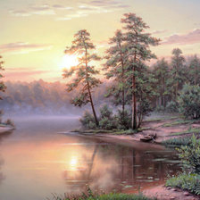 Схема вышивки «Вечер над рекой»