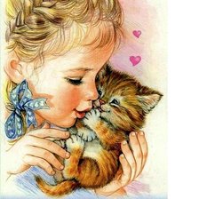 Схема вышивки «NIÑA CON GATITO»