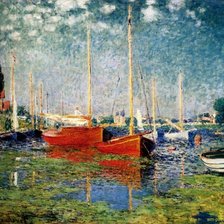 Схема вышивки «Моне красные лодки»