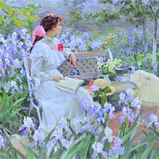 Схема вышивки «Барышня в саду»