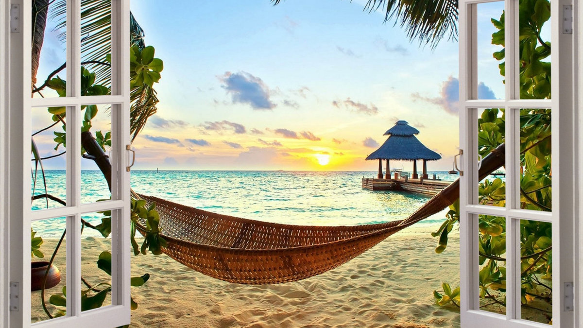 Вид на море...мечта - море, гамак, мечта - оригинал