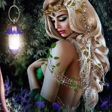 Схема вышивки «Девушка в сказочном саду»