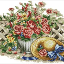 Схема вышивки «ШЛЯПА С ГОЛУБЫМ БАНТОМ»