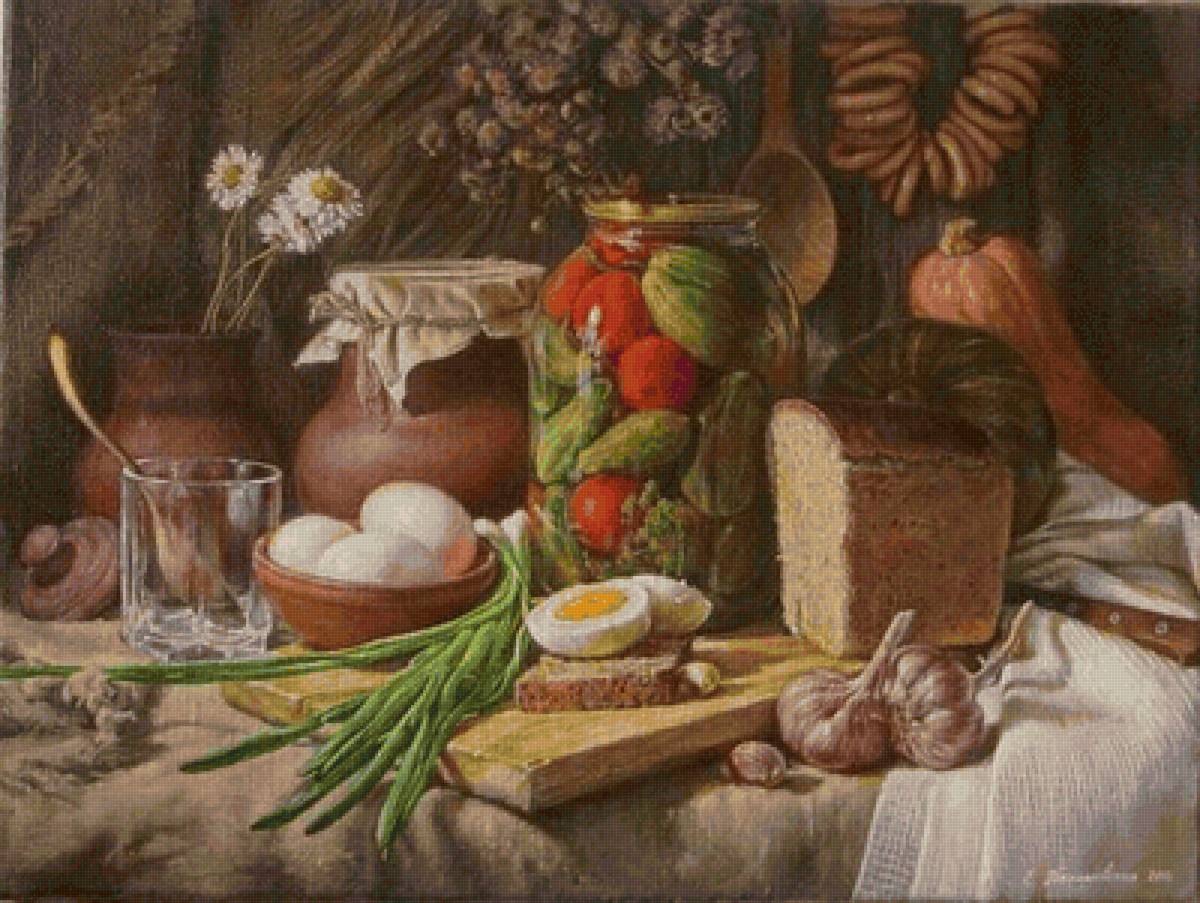 ЕКАТЕРИНА КАЛИНОВСКАЯ. ДЕРЕВЕНСКИЙ НАТЮРМОРТ - еда, натюрморт - предпросмотр