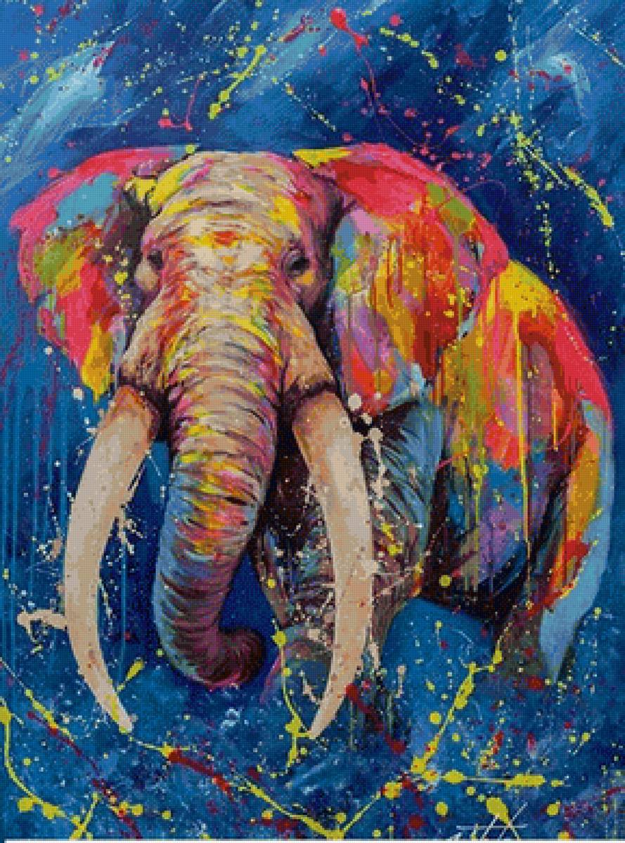 Elefante. - aquarela, pintura. - предпросмотр
