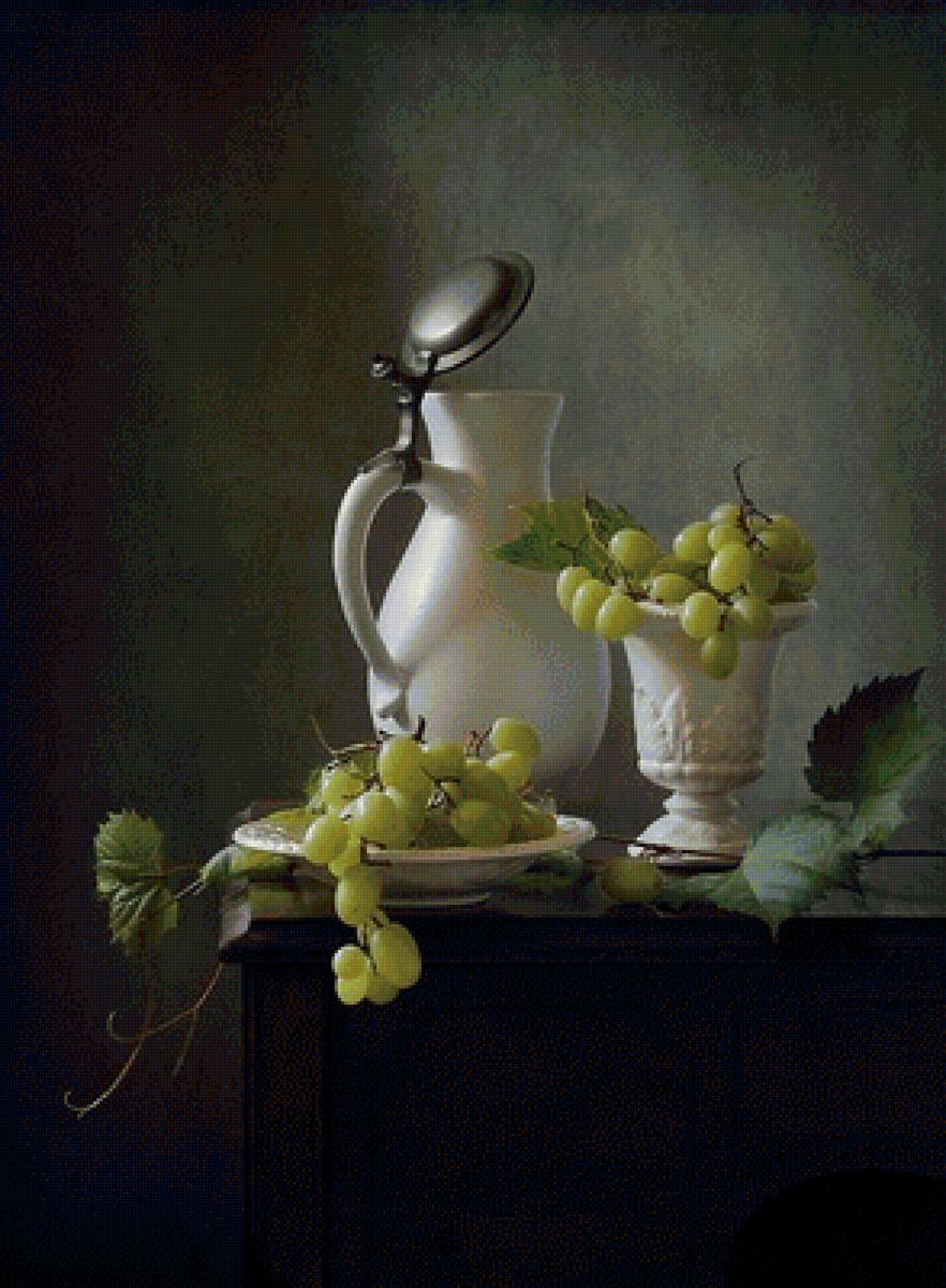 Виноград - кувшин, виноград, натюрморт, фрукты, кухня - предпросмотр