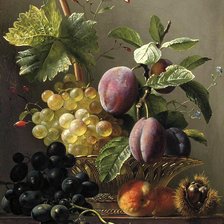 Схема вышивки «ГЕОРГ ЯКОБ ИОГАНН ВАН ОС.НАТЮРМОРТ С ВИНОГРАДОМ, СЛИВАМИ, ПЕРСИК»