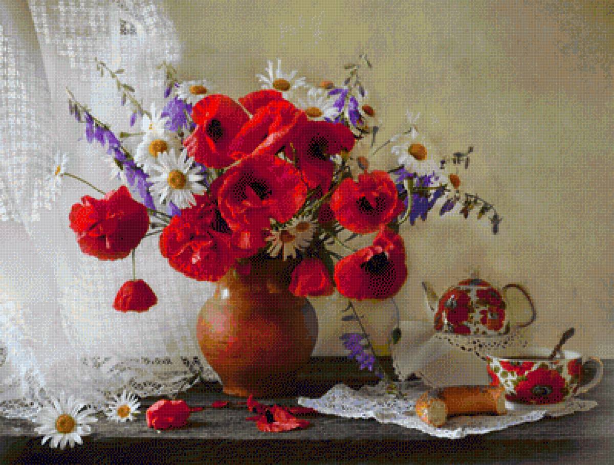 Натюрморт - цветы, чай, натюрморт - предпросмотр