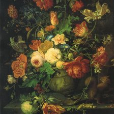 Схема вышивки «Цветы в вазе. Абрахам Миньон.»