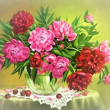 Схема вышивки «пионы»