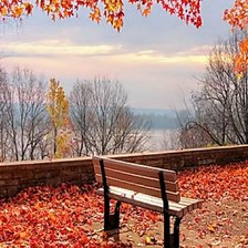 Схема вышивки «Осень на скамейке»