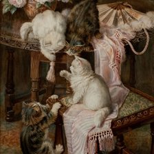 Схема вышивки «Играющие котята»