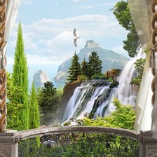 Схема вышивки «Балкон, природа»