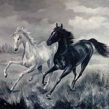 Схема вышивки «Пара лошадей»