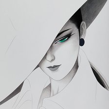 Схема вышивки «Дама в шляпе»