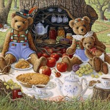 Схема вышивки «Мишки на пикнике»