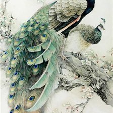 Схема вышивки «Пара павлинов»