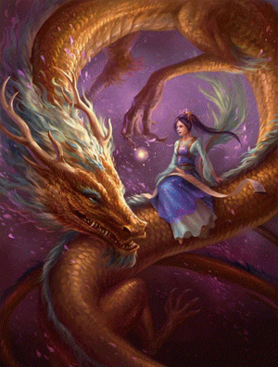 Девочка и дракон - дракон, фантастика, портрет, девушка, фэнтези - предпросмотр