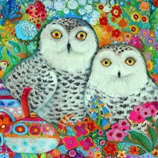 Схема вышивки «Casal de corujas.»