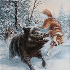 Схема вышивки «Кабан и лайки»