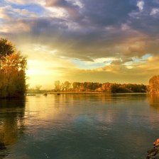 Схема вышивки «Закат на реке»