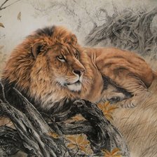 Схема вышивки «лев»