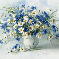 Схема вышивки «Ромашки и васильки»