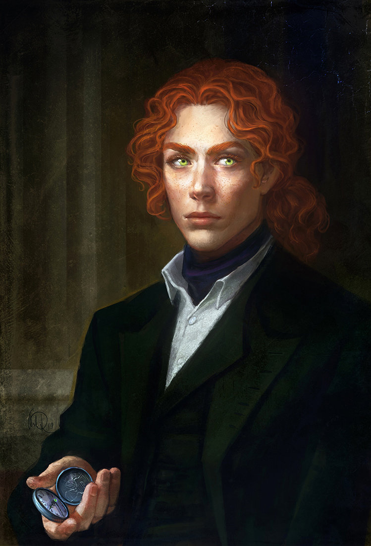 Рыжий мужчина с компасом - фэнтези, фантастика, портрет - оригинал