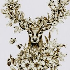 Схема вышивки «Олень, сепия»