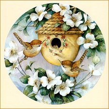 Схема вышивки «Птички у гнезда»