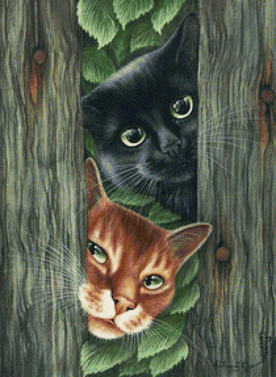 Коты И. Гармашовой - кот, картина, пара - предпросмотр