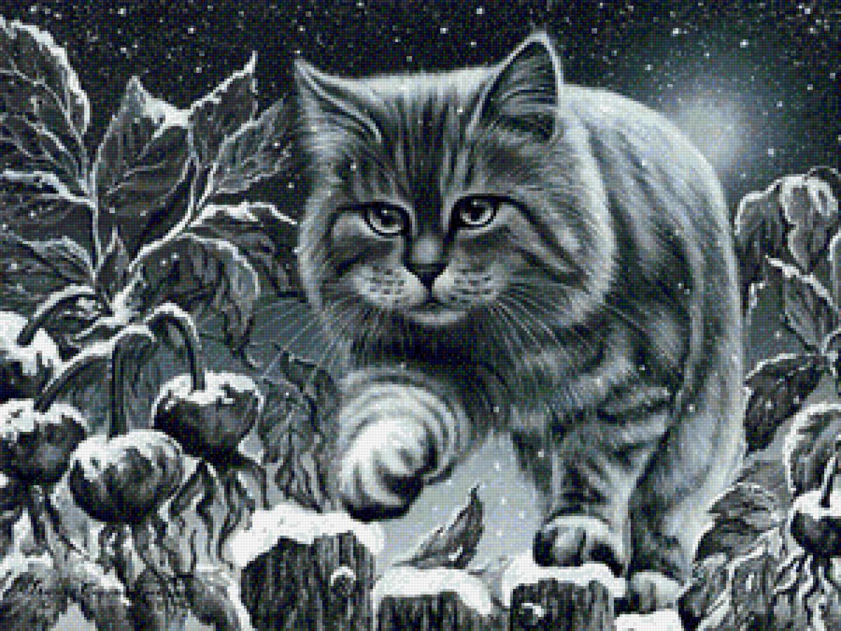 Коты И. Гармашовой - ночь, картина, кот - предпросмотр