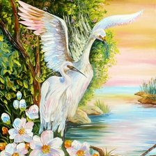 Схема вышивки «цапли»