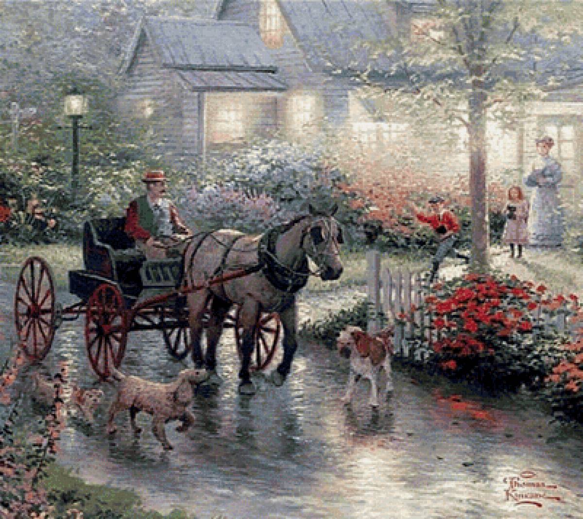 Прогулка - лошадь улица, прогулка, собаки - предпросмотр