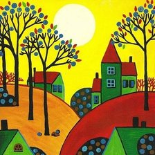 Схема вышивки «Домики с деревьями для вязания в технике интарсия»