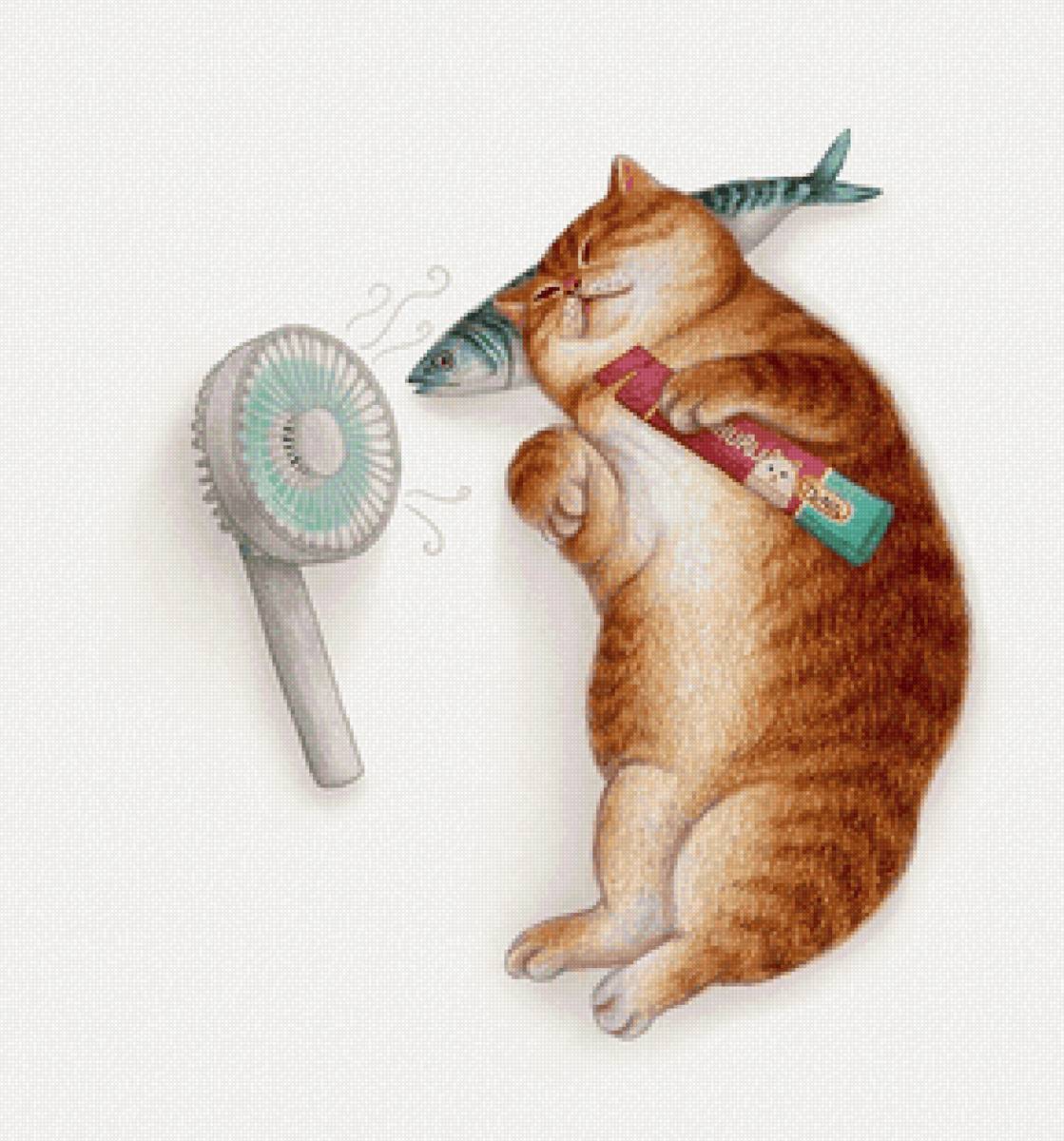 Жизнь удалась! - животные, кот, рыба - предпросмотр