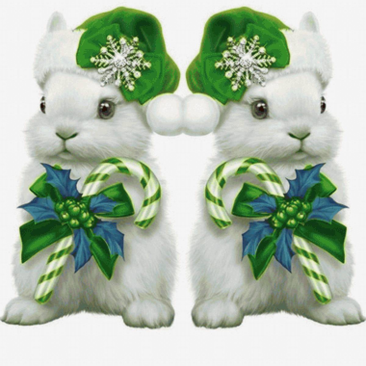 Coelhos na noite de natal. - animais.fantasia. - предпросмотр