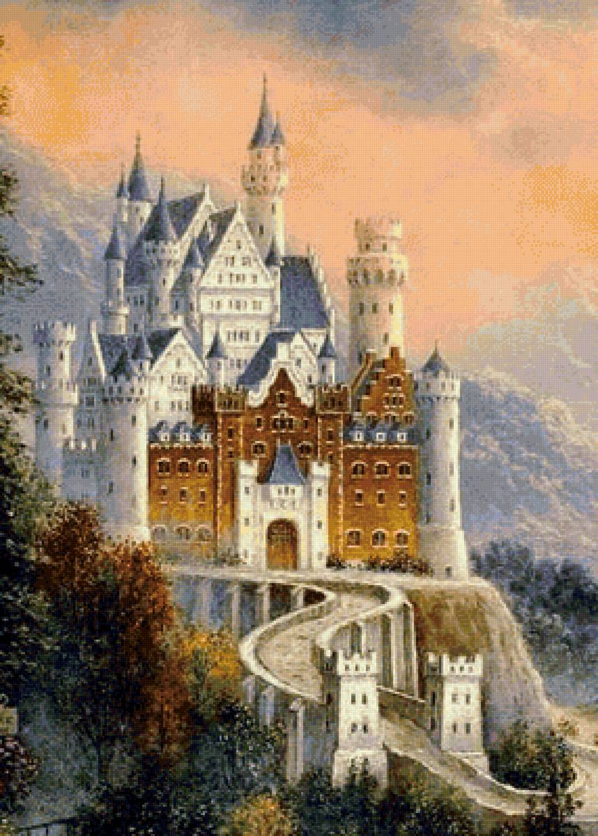 Замок в горах - королевство, горы, сказка, замок - предпросмотр