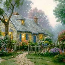 Схема вышивки «Дом в лесу»