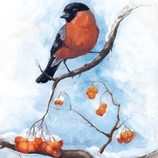 Схема вышивки «Снегирёк на ветке»