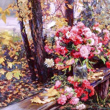 Схема вышивки «Vase of Chrysanthemums.»