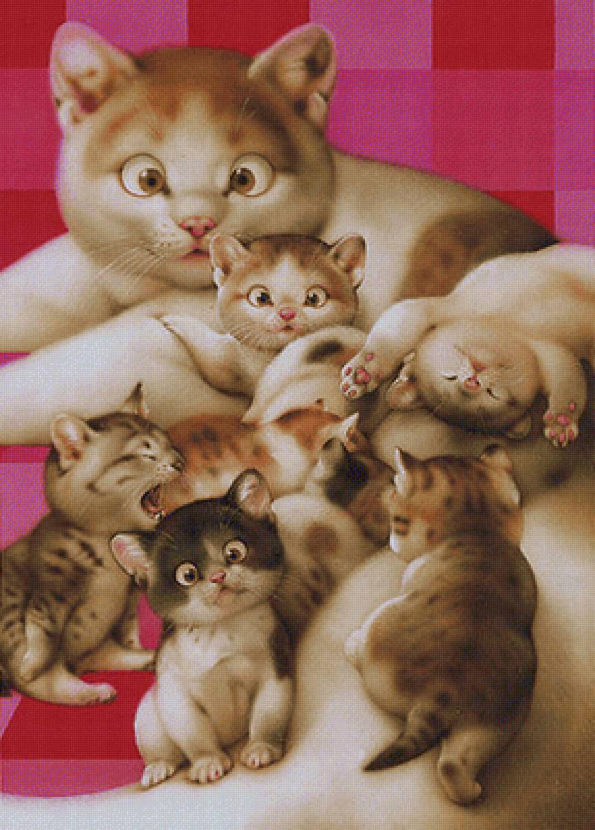 cats family - animales, gatos - предпросмотр