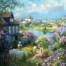 Схема вышивки «Весна в деревне»