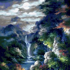 Waterfall Night Landscape