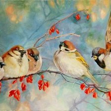 Схема вышивки «воробьи»