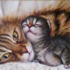 Схема вышивки «Gata com gatinho.»