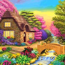 Схема вышивки «Casa na primavera.»